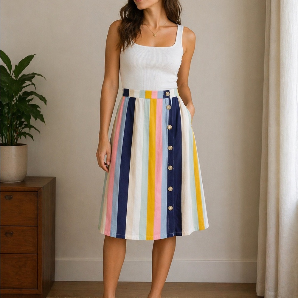 Elodie Multicolor Striped Midi Skirt